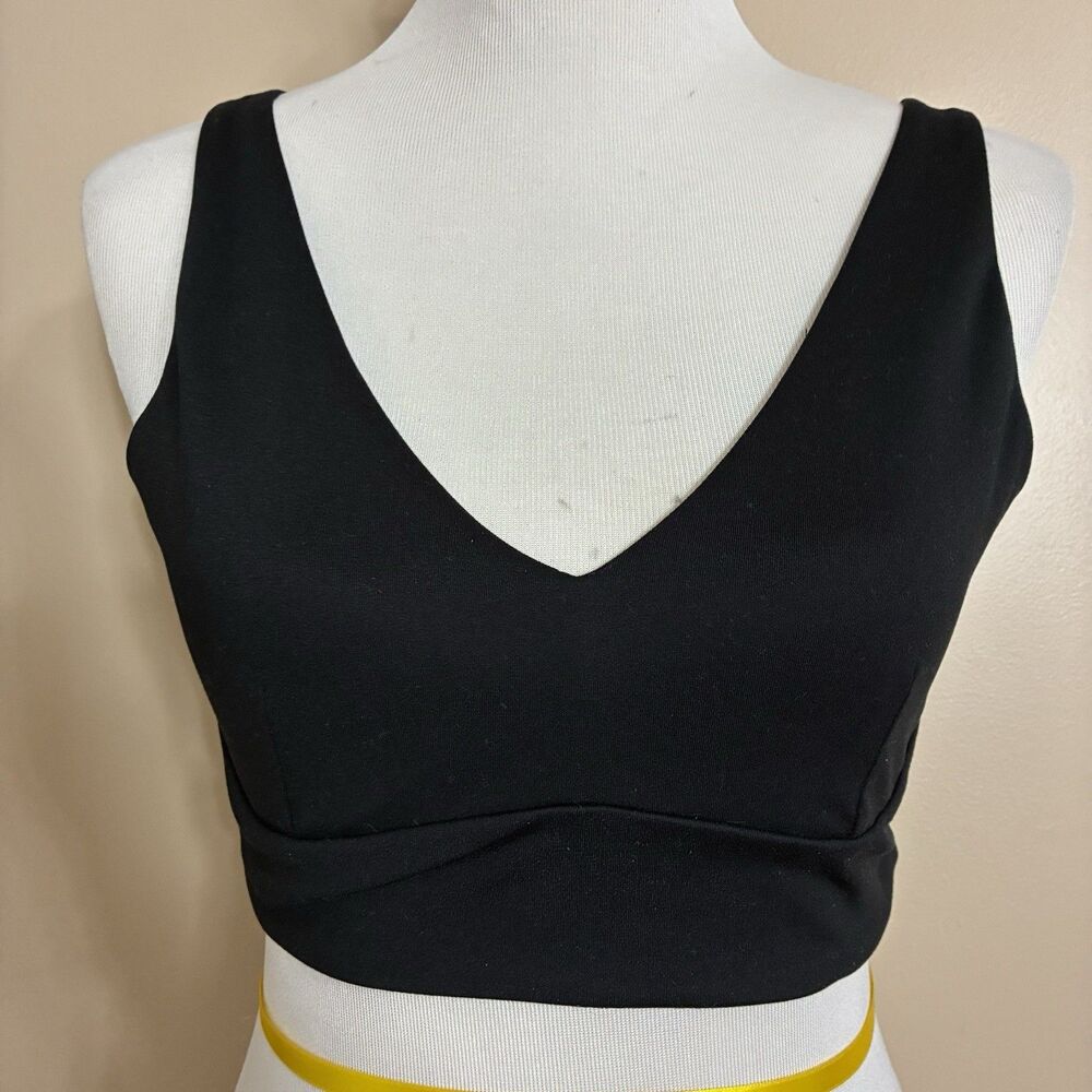 Victoria's Secret Black Sz L Sports Bra V-neck & Back Open Keyhole Back Padded - Picture 4 of 11